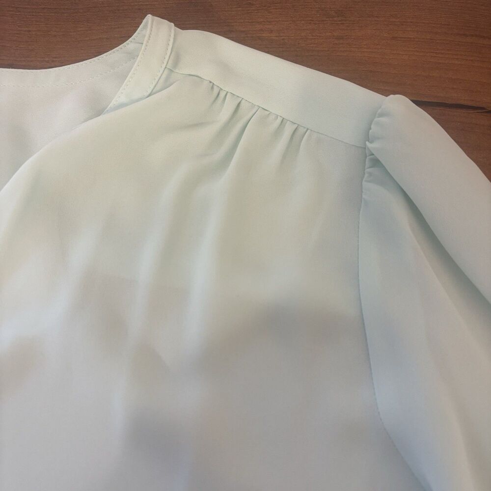 NWT J Crew Womens 3X Long-sleeve Drapey Scalloped Top Blouse Mint Green AL598 - Picture 3 of 9